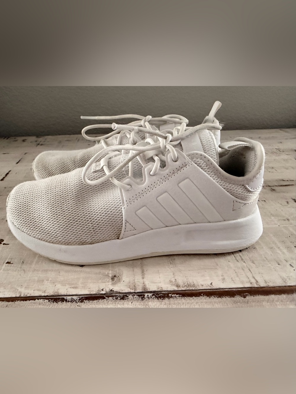 Adidas Originals X_PLR Triple White Mesh Sneakers Kids Size 3.5 Youth EU 35 - Picture 5 of 13